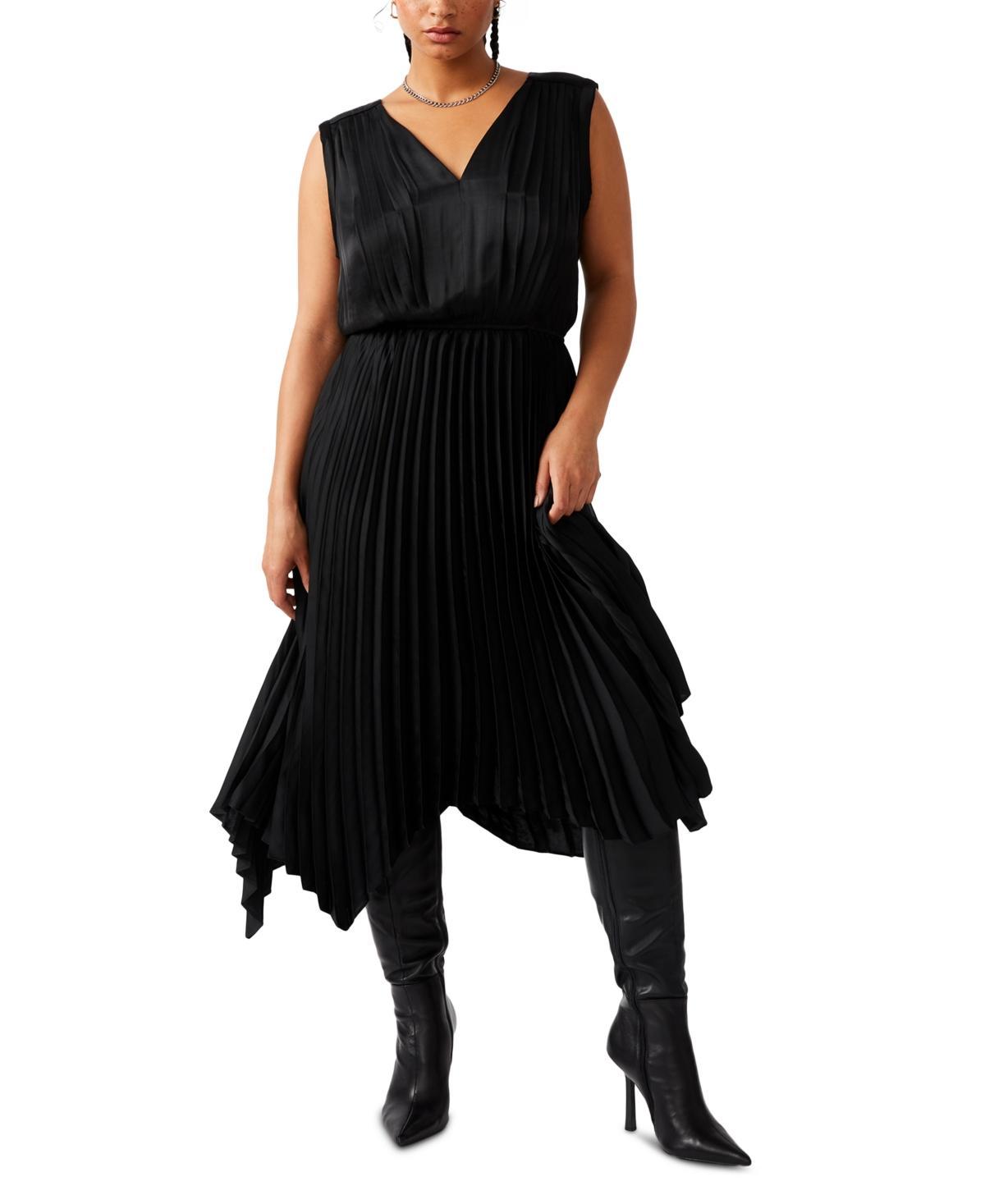 Steve Madden Donna Pleated Handkerchief Hem Satin Dress Product Image