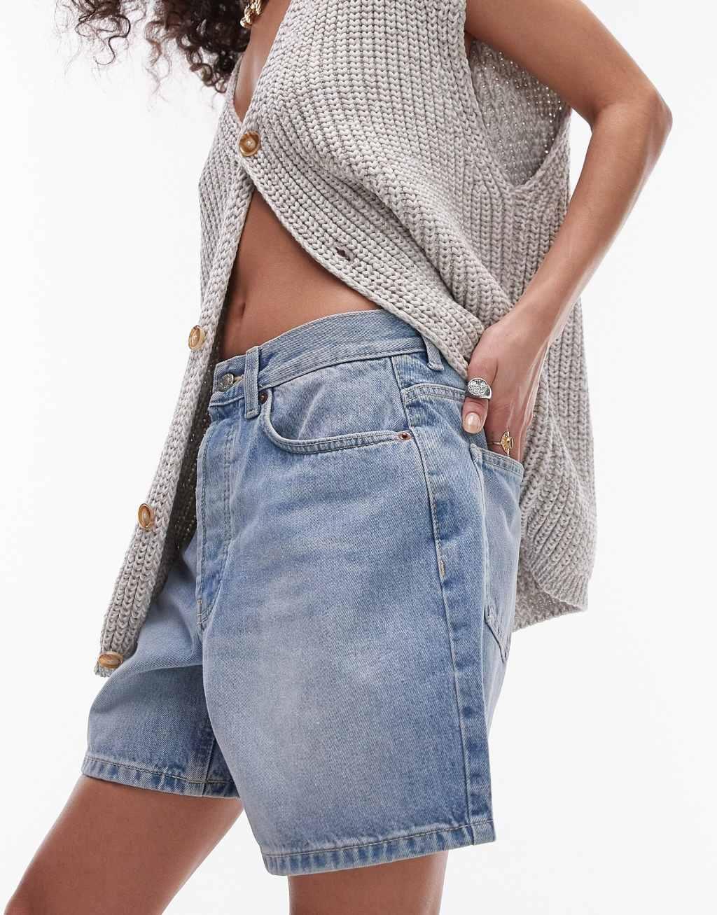 Topshop denim shorts in authentic blue Product Image