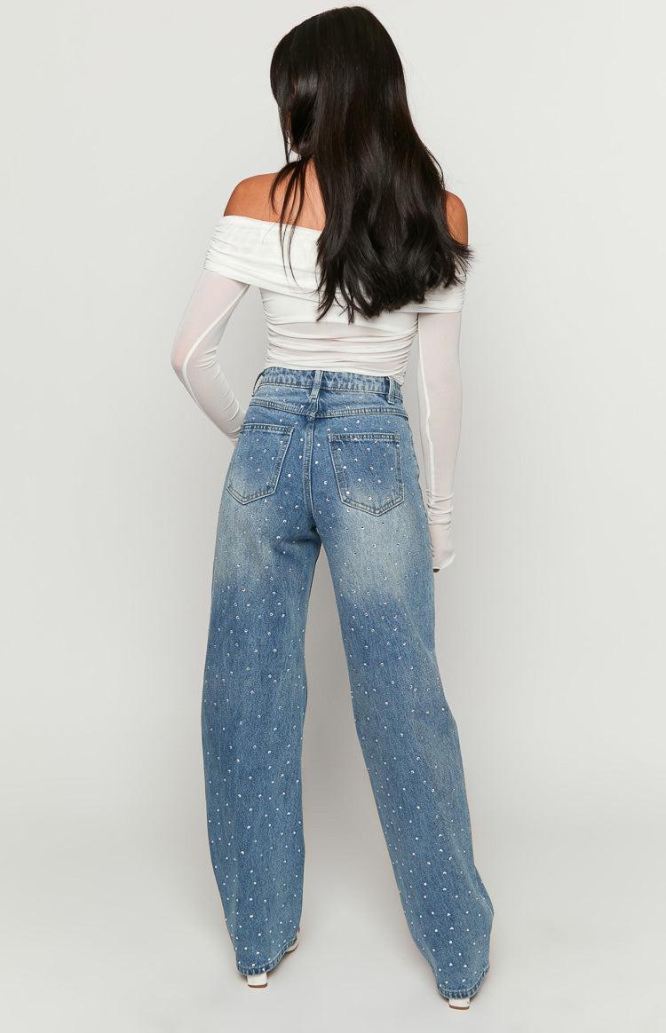 Sparks Mid Wash Denim Straight Leg Jeans Product Image