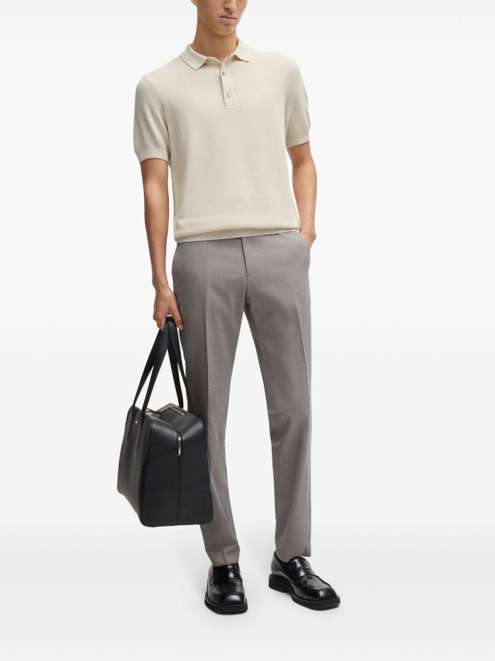 HUGO BOSS Regular-fit Polo Sweater With Mixed Structures In White Product Image