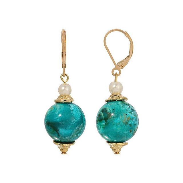 1928 Marbled Bead Drop Earrings, Womens, Turquoise/Blue Product Image