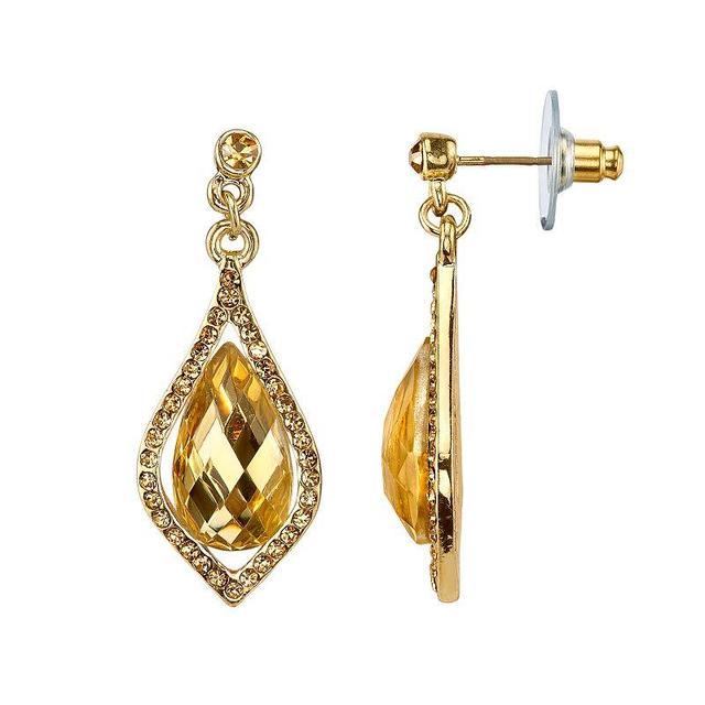 1928 Faceted Stone Caged Teardrop Earrings, Womens, Yellow Product Image