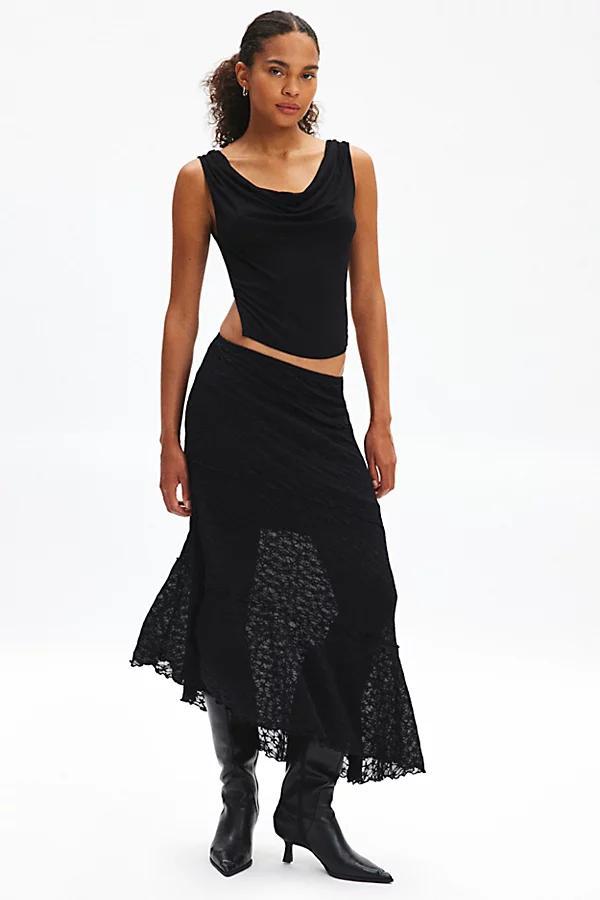 Silence + Noise Serene Asymmetric Lace Midi Skirt Womens at Urban Outfitters product image