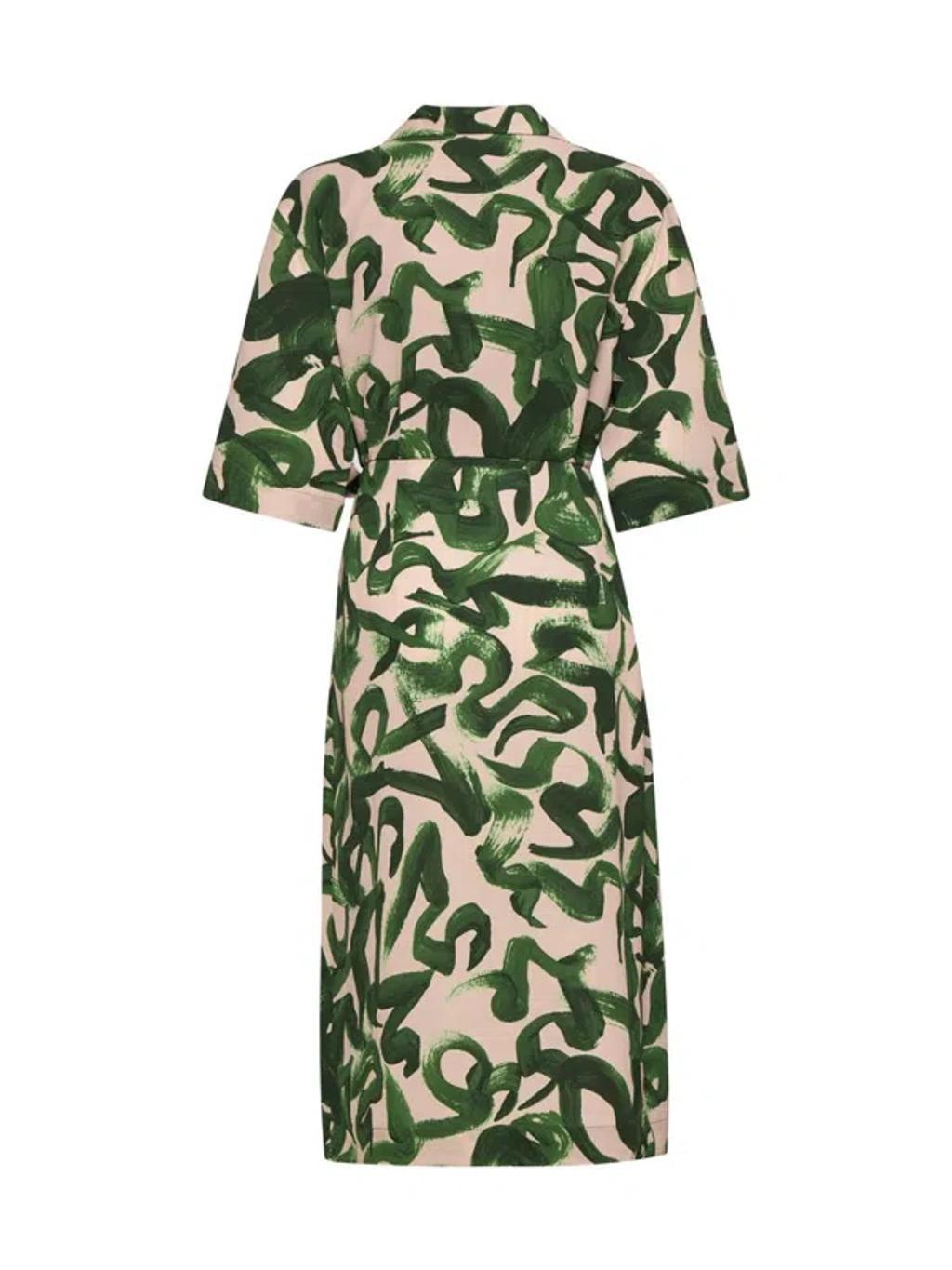 Floral-print Midi Dress In Green Product Image