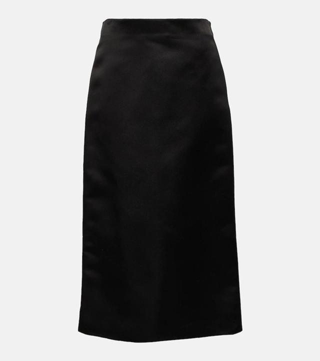 Marinella Silk Midi Skirt In Blk Black Product Image