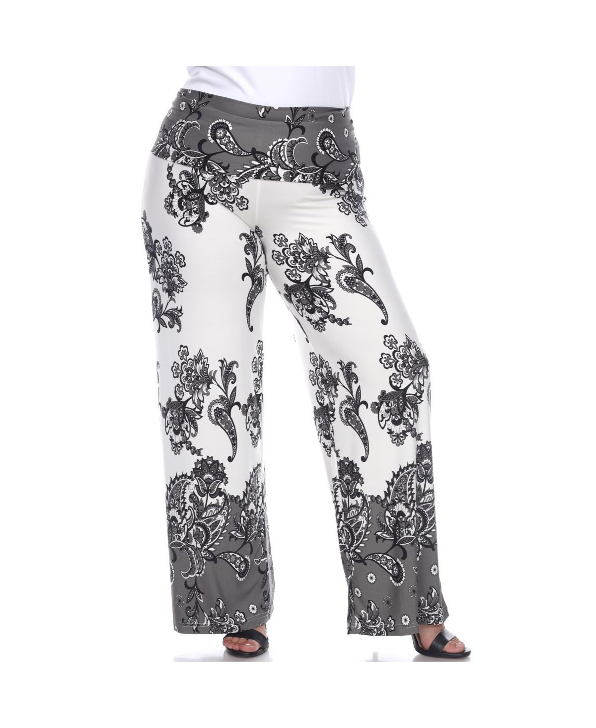 White Mark Plus Size Floral Paisley Printed Palazzo Pants Product Image