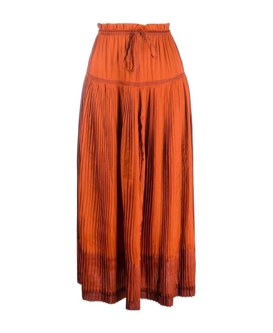 ULLA JOHNSON Malia Pleated Drawstring Maxi Skirt In Tierra Product Image