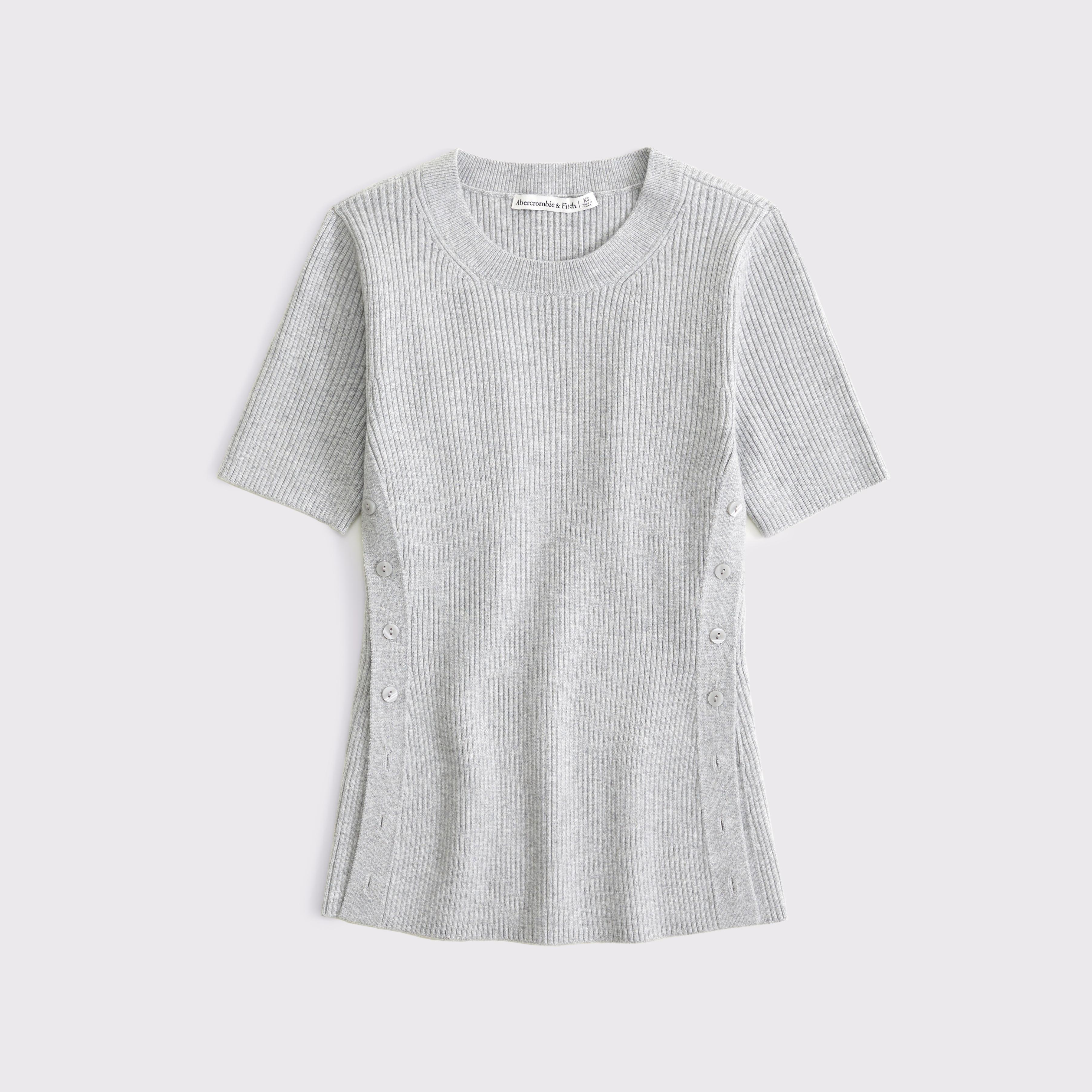 LuxeLoft Side-Button Sweater Tee Product Image