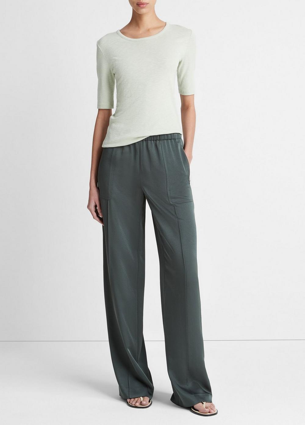 Shiny Wide-Leg Pull-On Pant Product Image