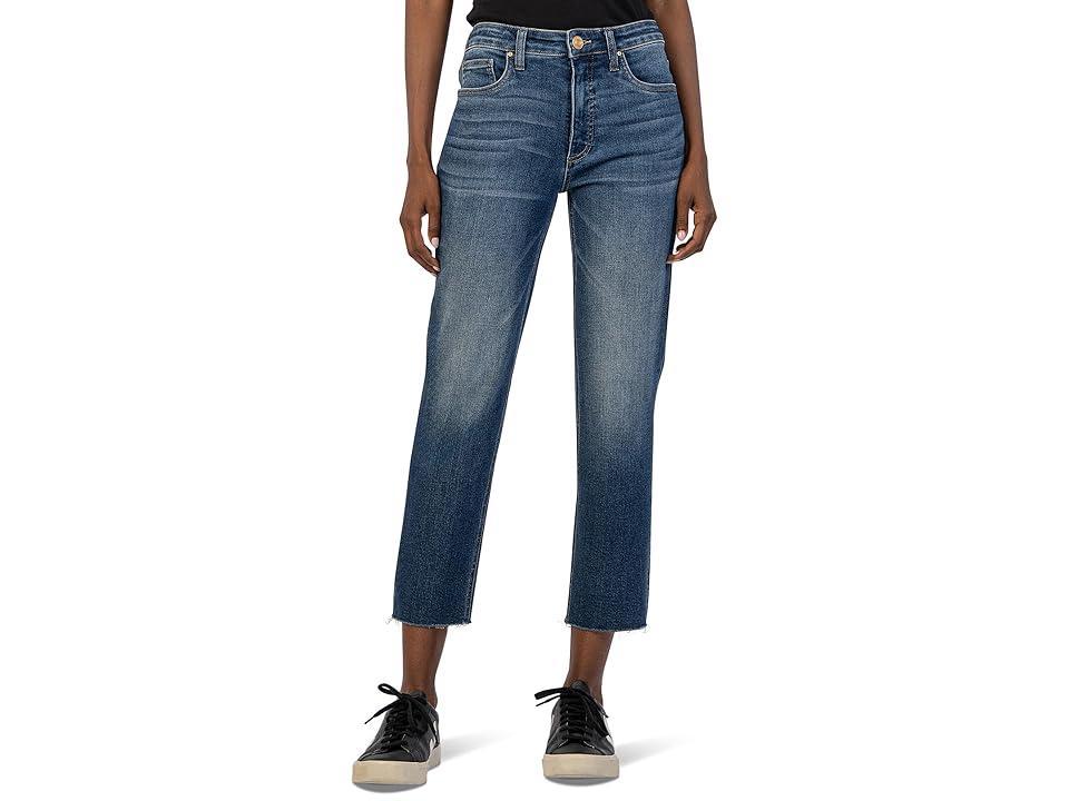 KUT from the Kloth Rachael Fab Ab High Waist Raw Hem Crop Mom Jeans Product Image