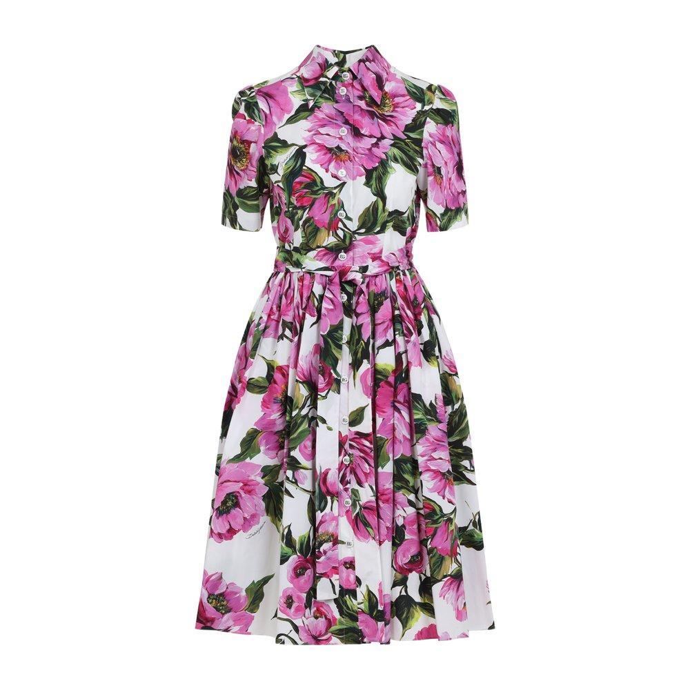 DOLCE & GABBANA Floral Printed Pleated Dress In Multi Product Image