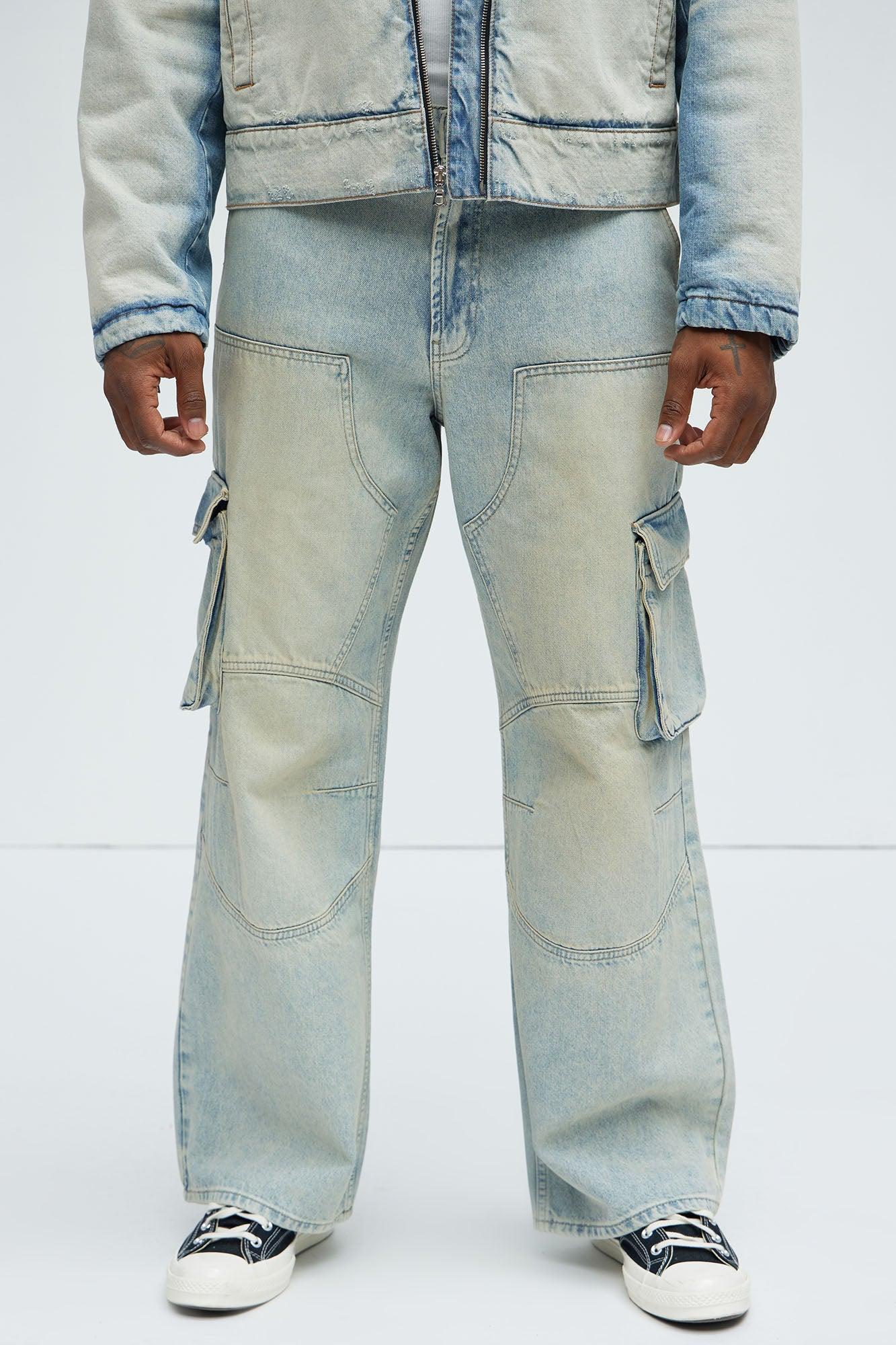 Micah Baggy Moto Jeans - Light Blue Wash Product Image