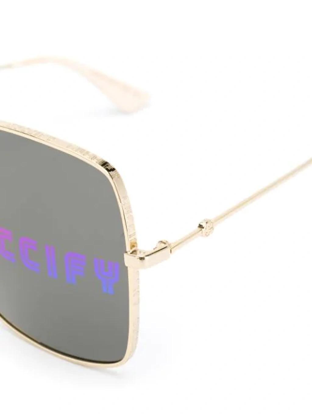 Rectangular-frame Sunglasses In Brown Product Image