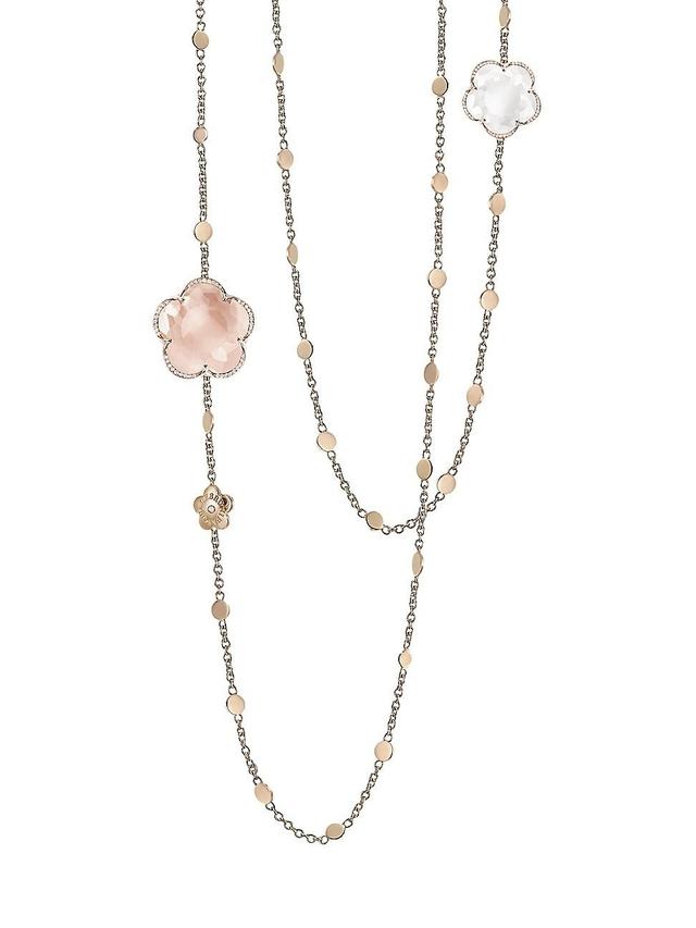 Womens Bon Ton 18K Rose Gold, 0.19 Diamond & Multi-Quartz Necklace Product Image