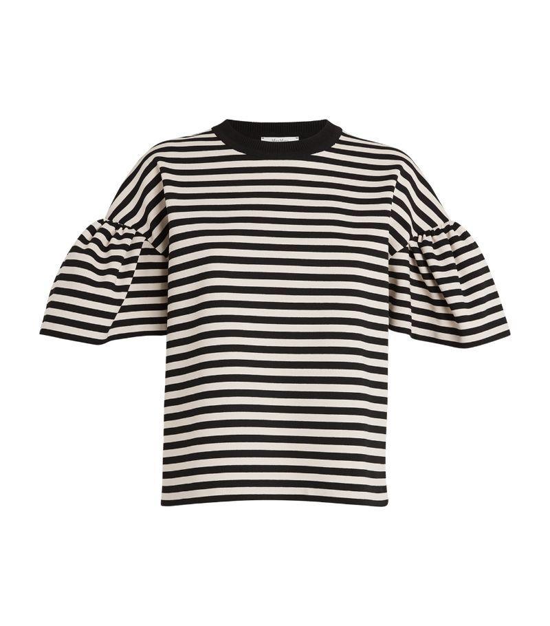 MAX MARA Peirak Striped Top With Ruffle Sleeves In Black White Product Image