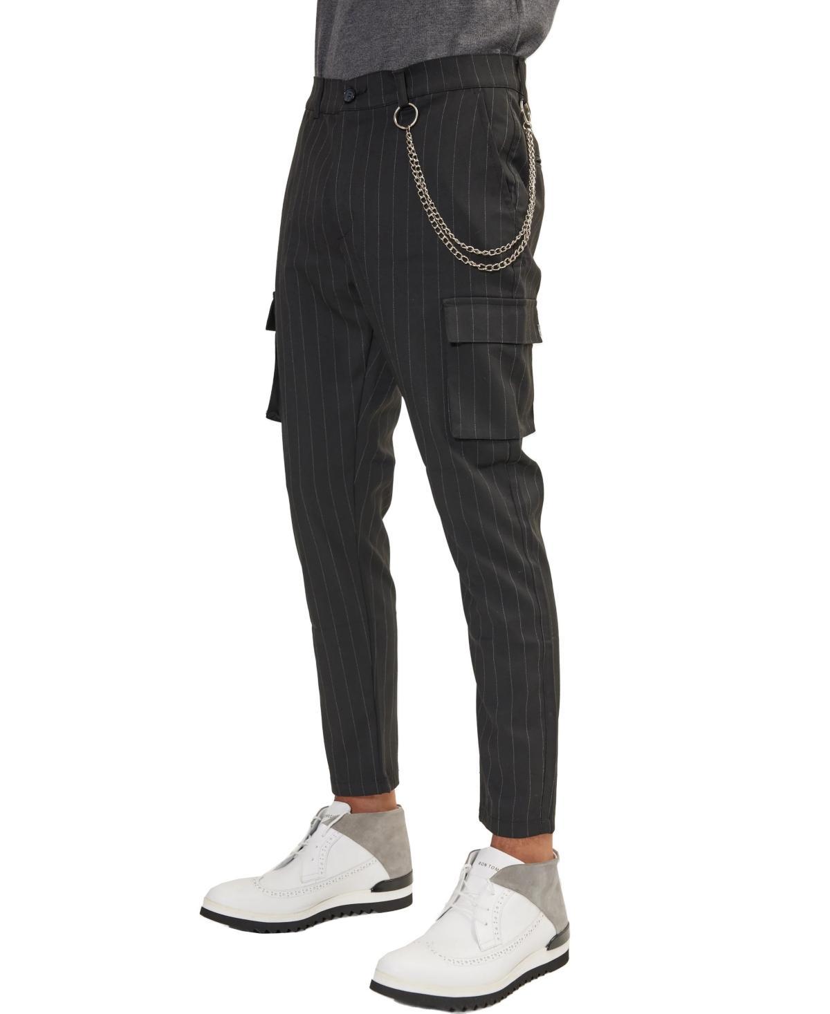 Ron Tomson Mens Modern Pinstriped Cargo Pants Product Image