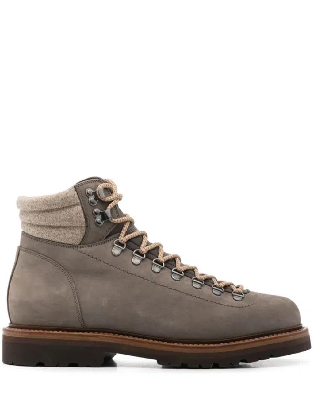 Cashmere-trimmed Suede Boots In Grey product image