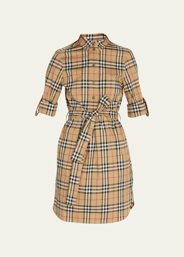 burberry Giovanna Vintage Check Long Sleeve Stretch Cotton Shirtdress Product Image