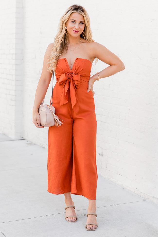 Steady As We Go Rust Strapless Jumpsuit FINAL SALE Product Image