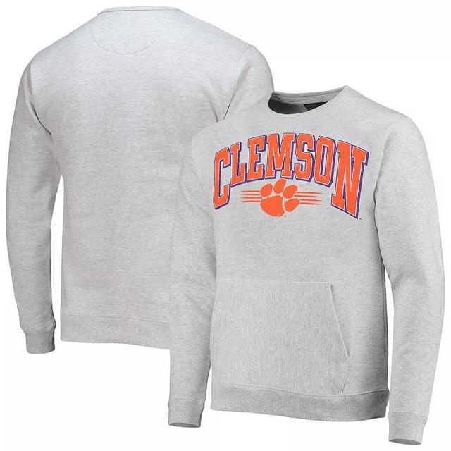 Mens League Collegiate Wear Heathered Gray Clemson Tigers Upperclassman Pocket Pullover Sweatshirt Product Image