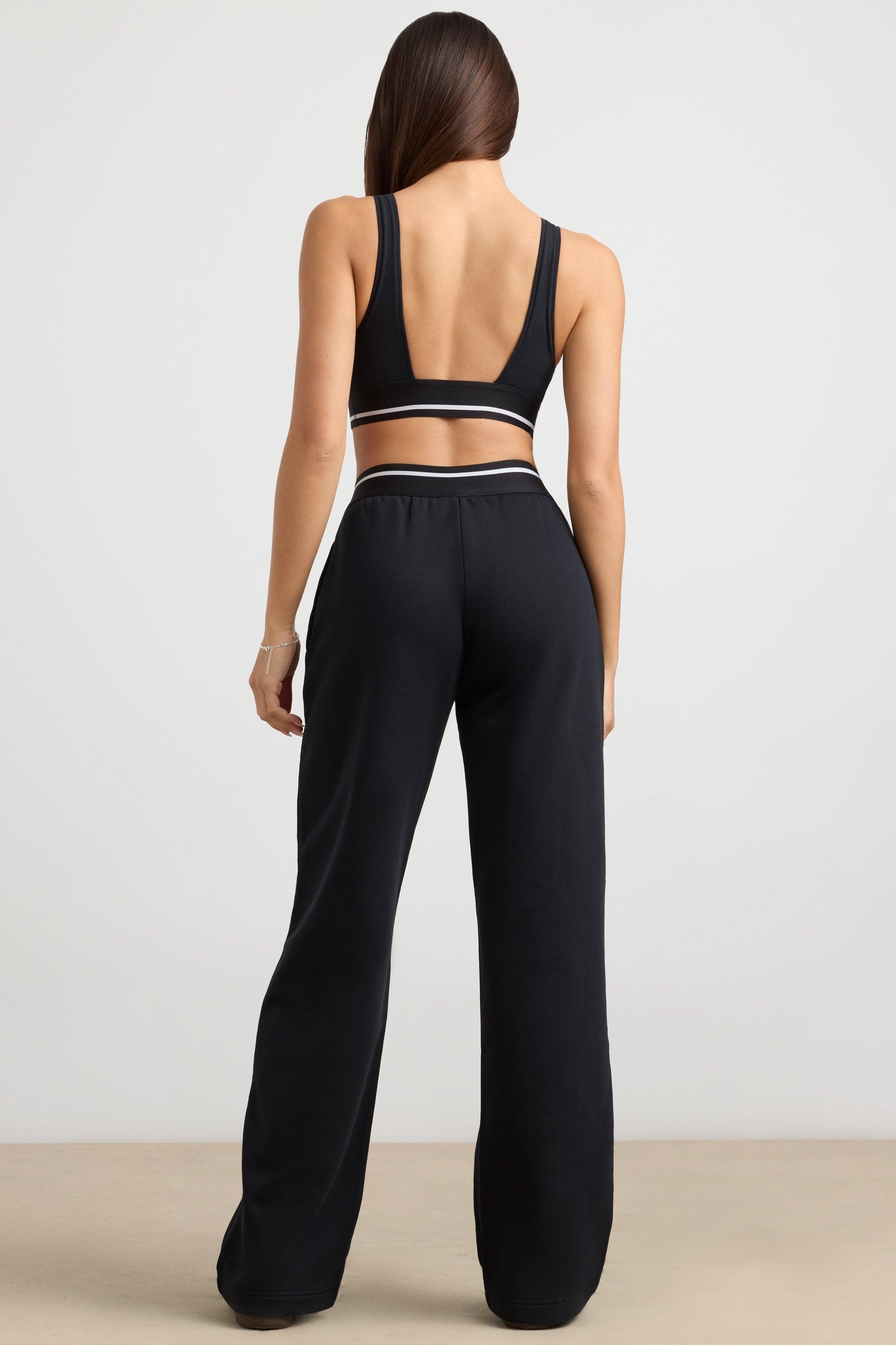 High-Waist Straight-Leg Joggers in Black Product Image