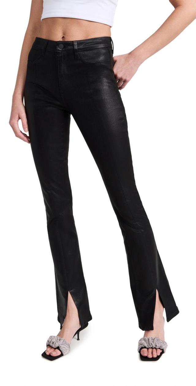 Beatrix Coated Split Hem Bootcut Jeans In Noir Coated Product Image