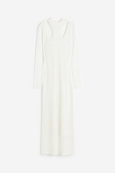 H & M - Double-layered Bodycon Dress - White Product Image