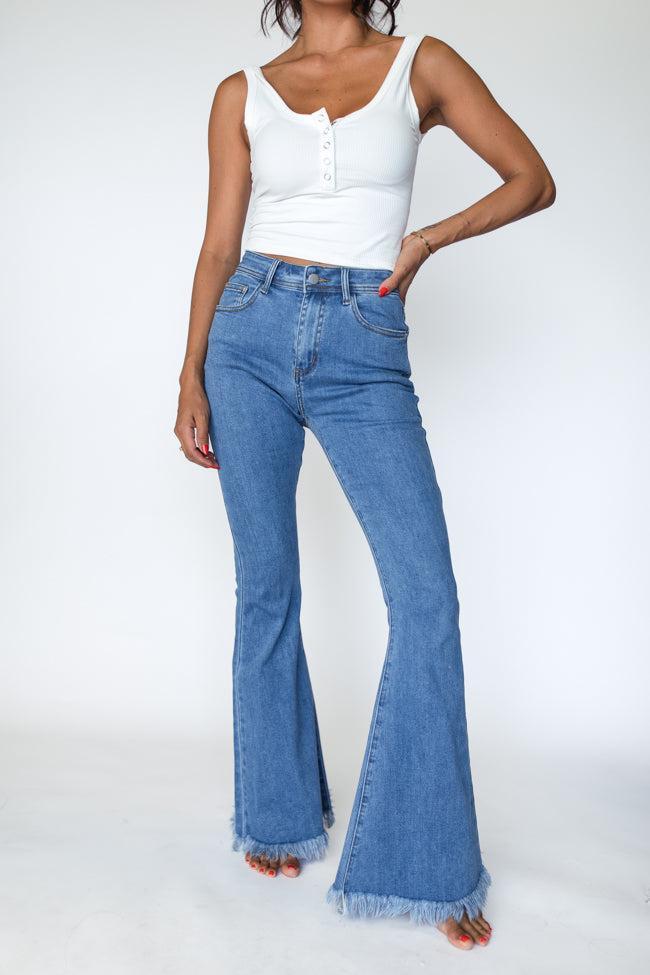 Maren Medium Wash Stretchy Flare Jeans Product Image