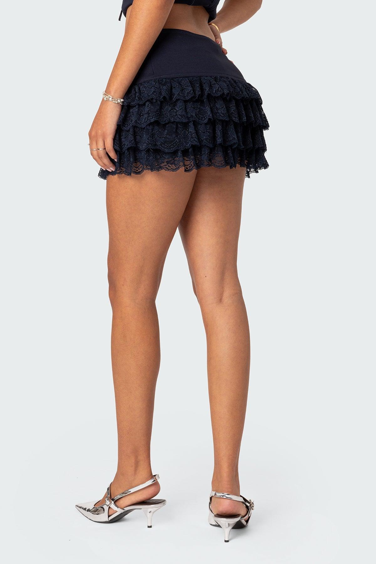 Maisie Ruffle Lace Mini Skirt Product Image