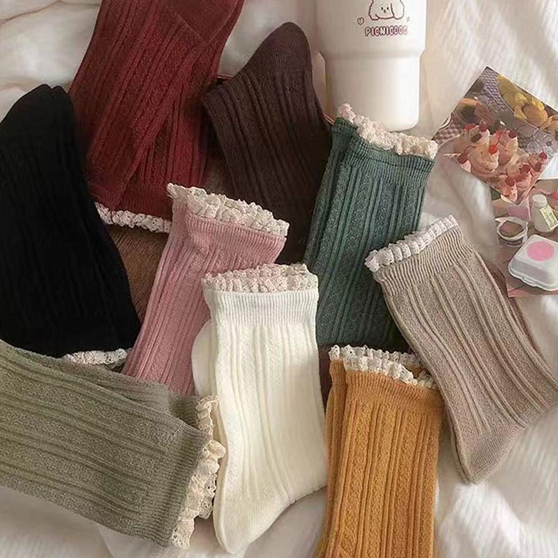 Plain Lace Trim Socks Product Image