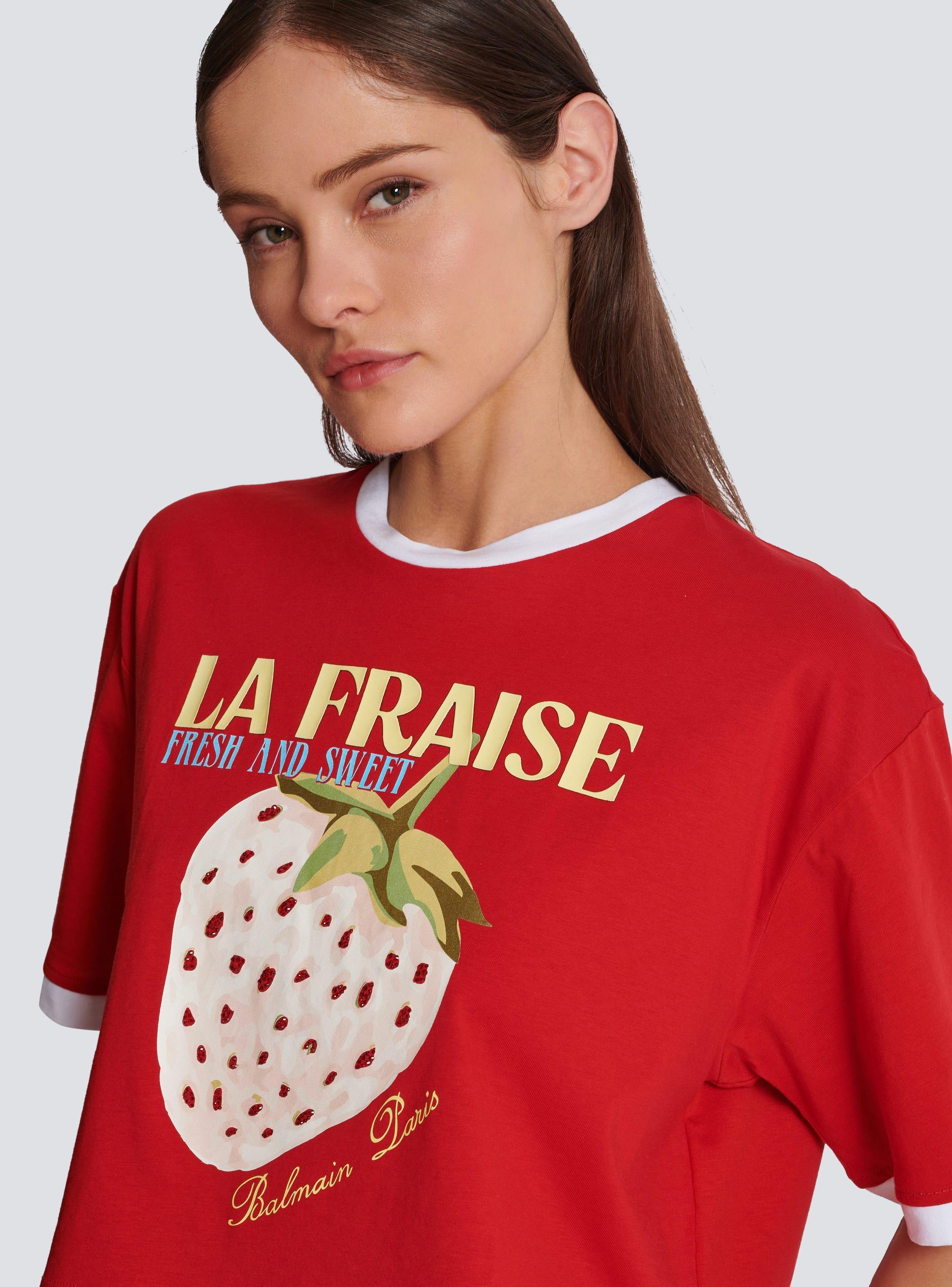 Cropped T-shirt with Balmain Strawberry print Product Image