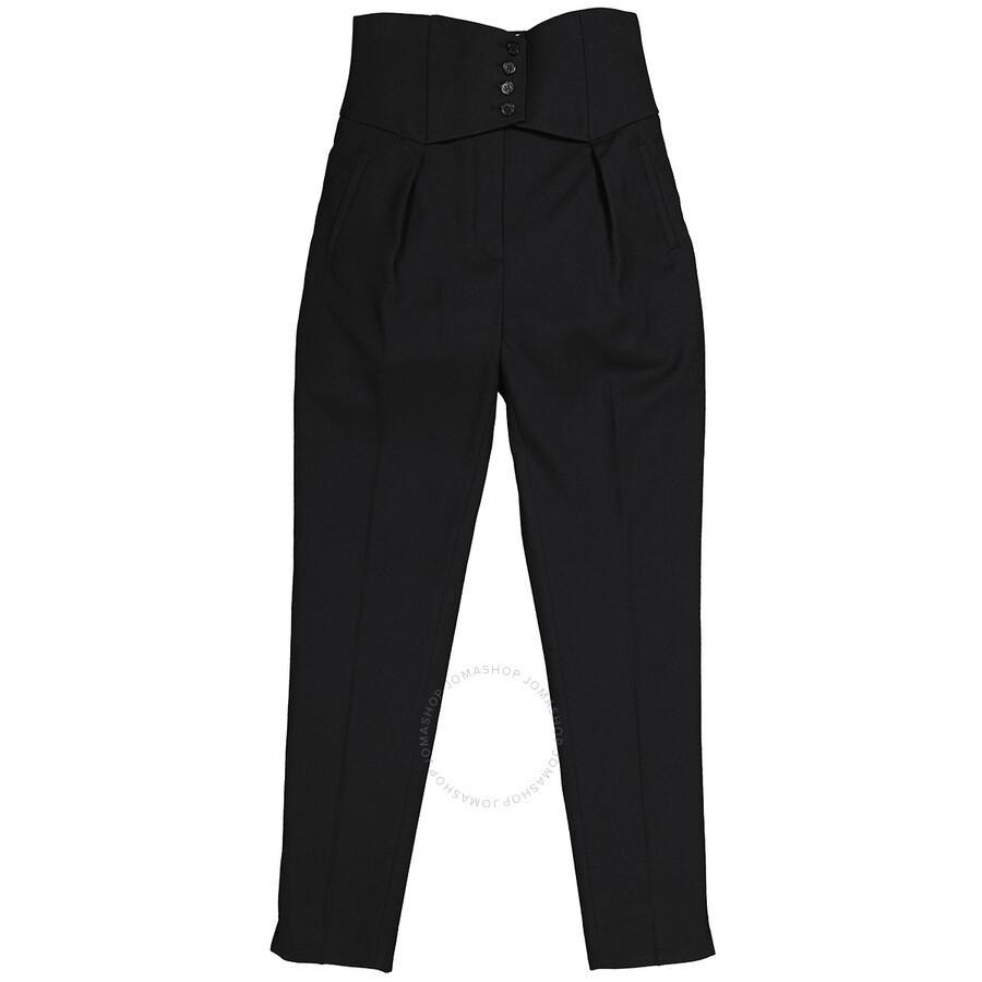 High-waist Pleated-detail Trousers In Black Product Image