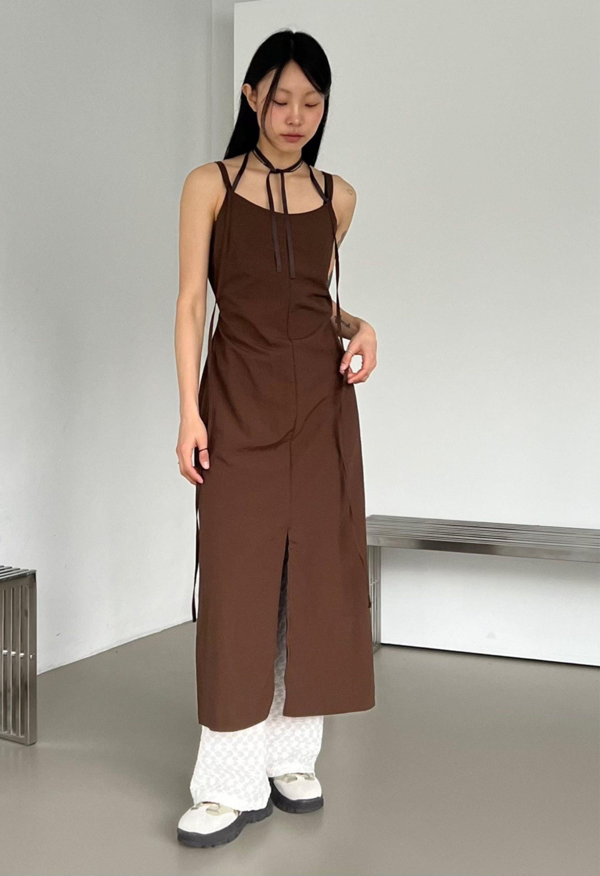 Strappy Brown Midi Dress Product Image