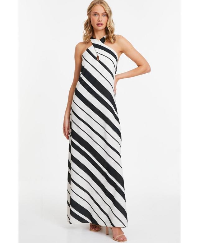 Quiz Womens Stripe Halter Neck Maxi Dress Product Image