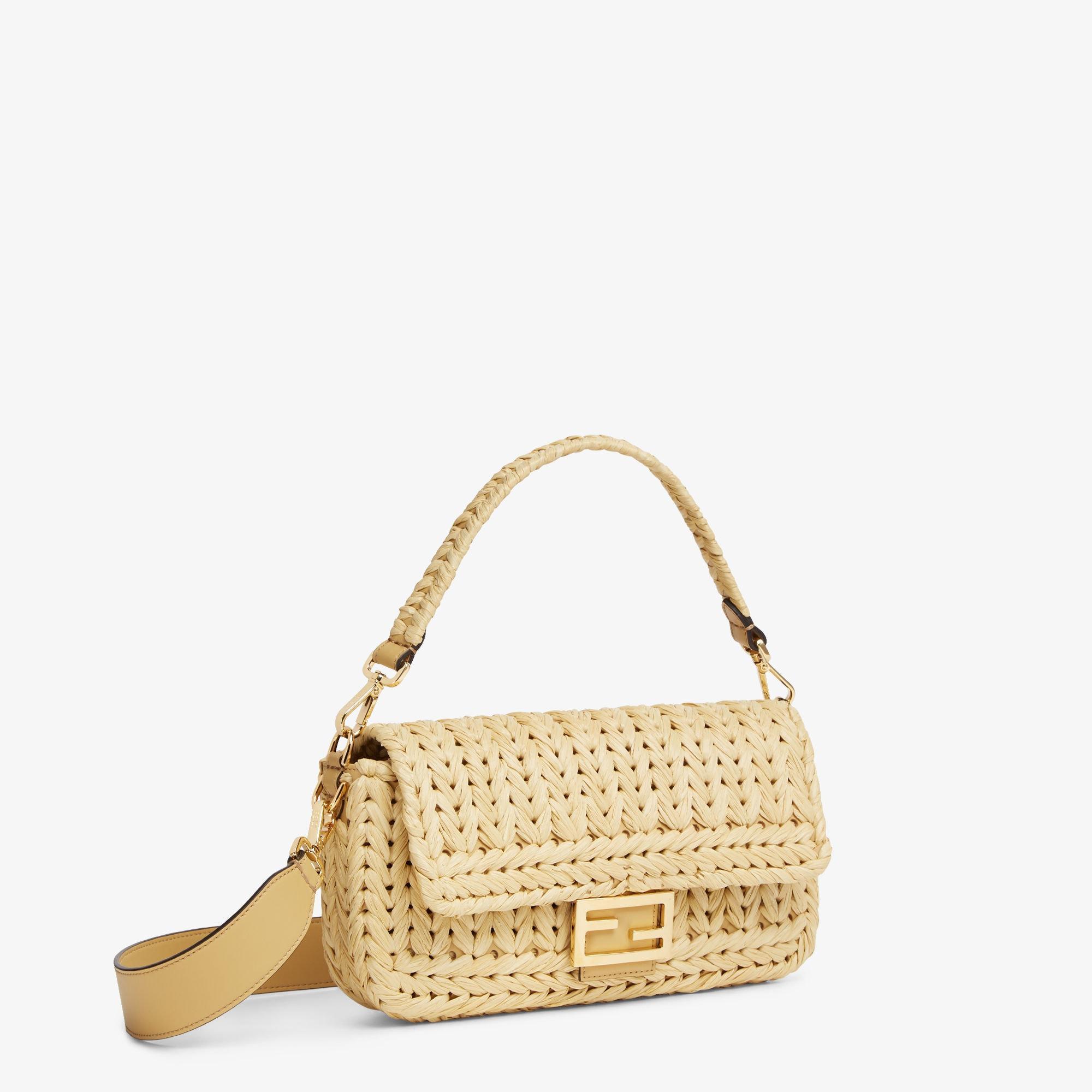 BaguetteSand interlaced leather and raffia bag Product Image