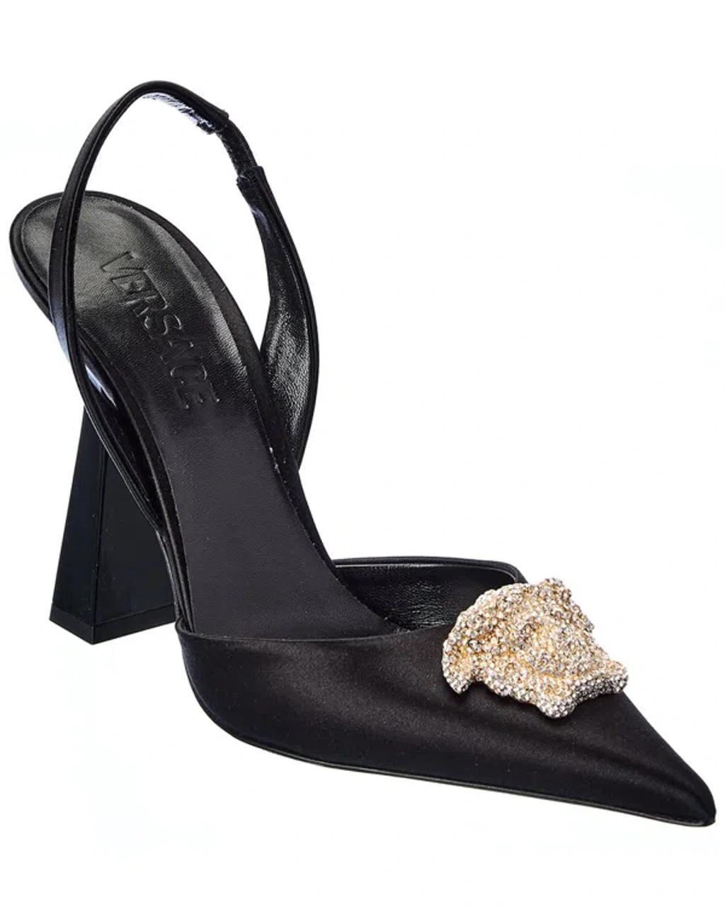 La Medusa Satin Slingback Pump In Black Product Image