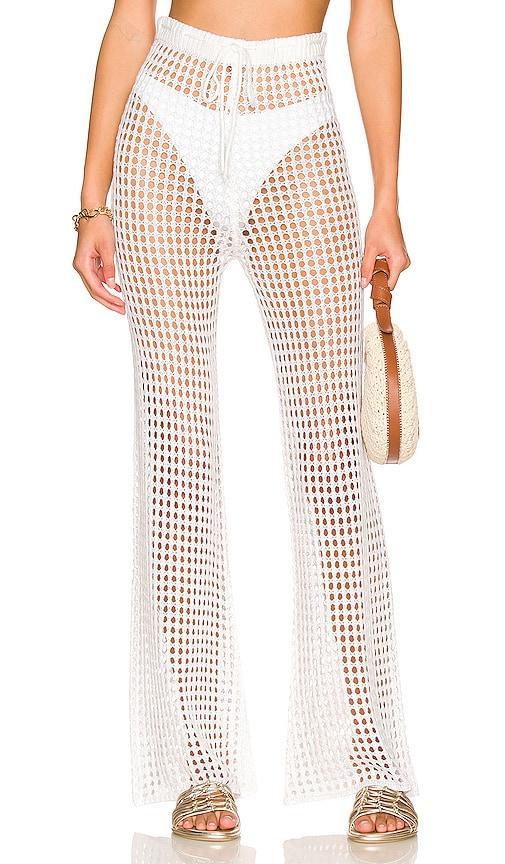 superdown Elektra Crochet Pant in Nude - Nude. Size M (also in L). Product Image