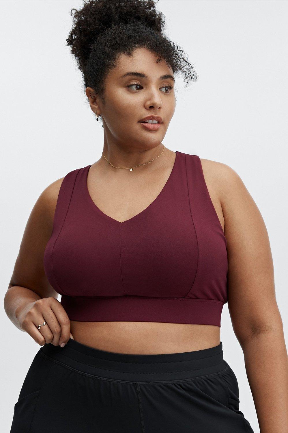 Fabletics On-The-Go Midi Medium Impact Sports Bra Womens red Size L Product Image