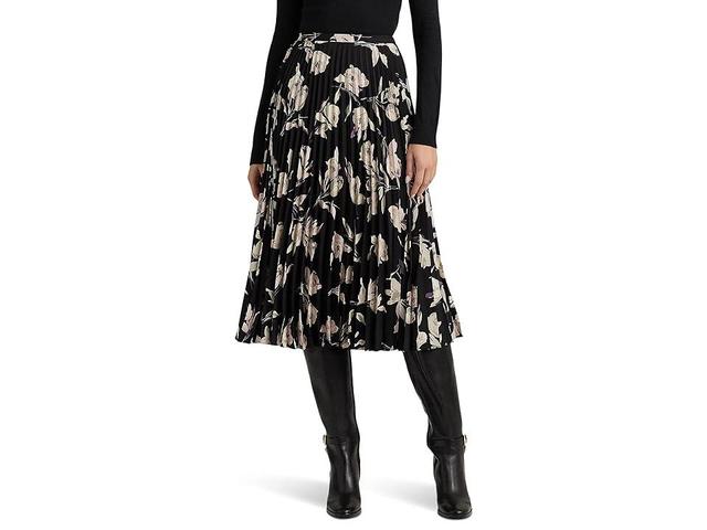 LAUREN Ralph Lauren Floral Pleated Georgette Midi Skirt Multi) Women's Skirt Product Image