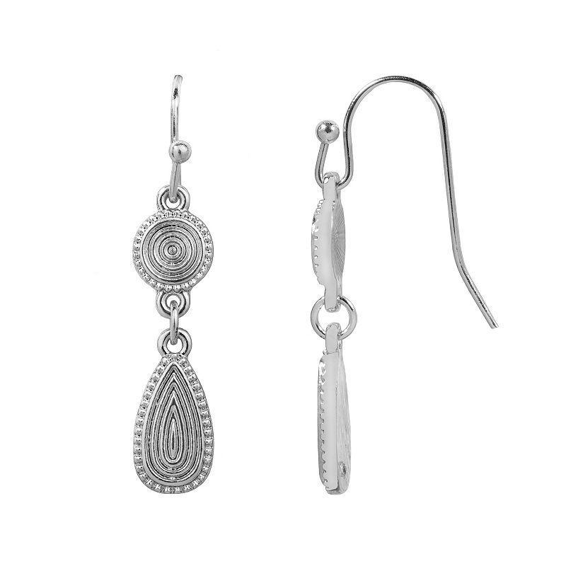 Sonoma Goods For Life Textured Drop Earrings, Womens, Silver Tone Product Image