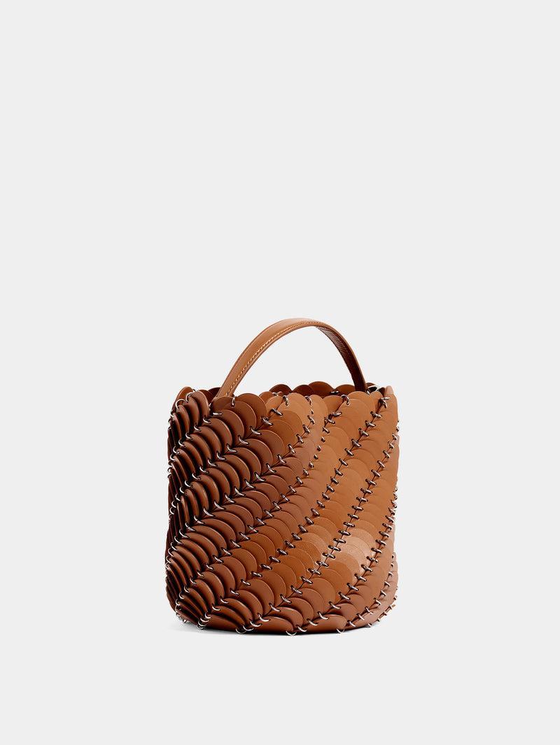 Medium Cognac bucket Paco bag in leather Product Image