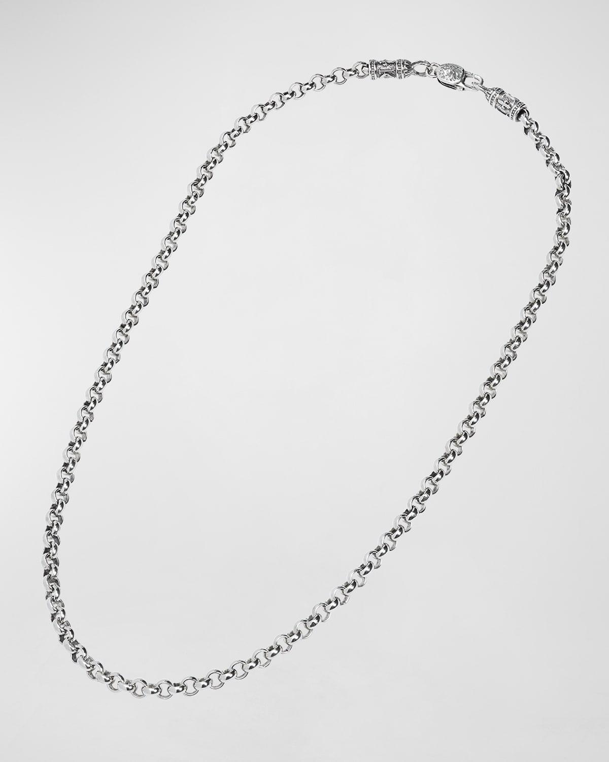 Mens Sterling Silver Cable Chain Necklace, 24L Product Image