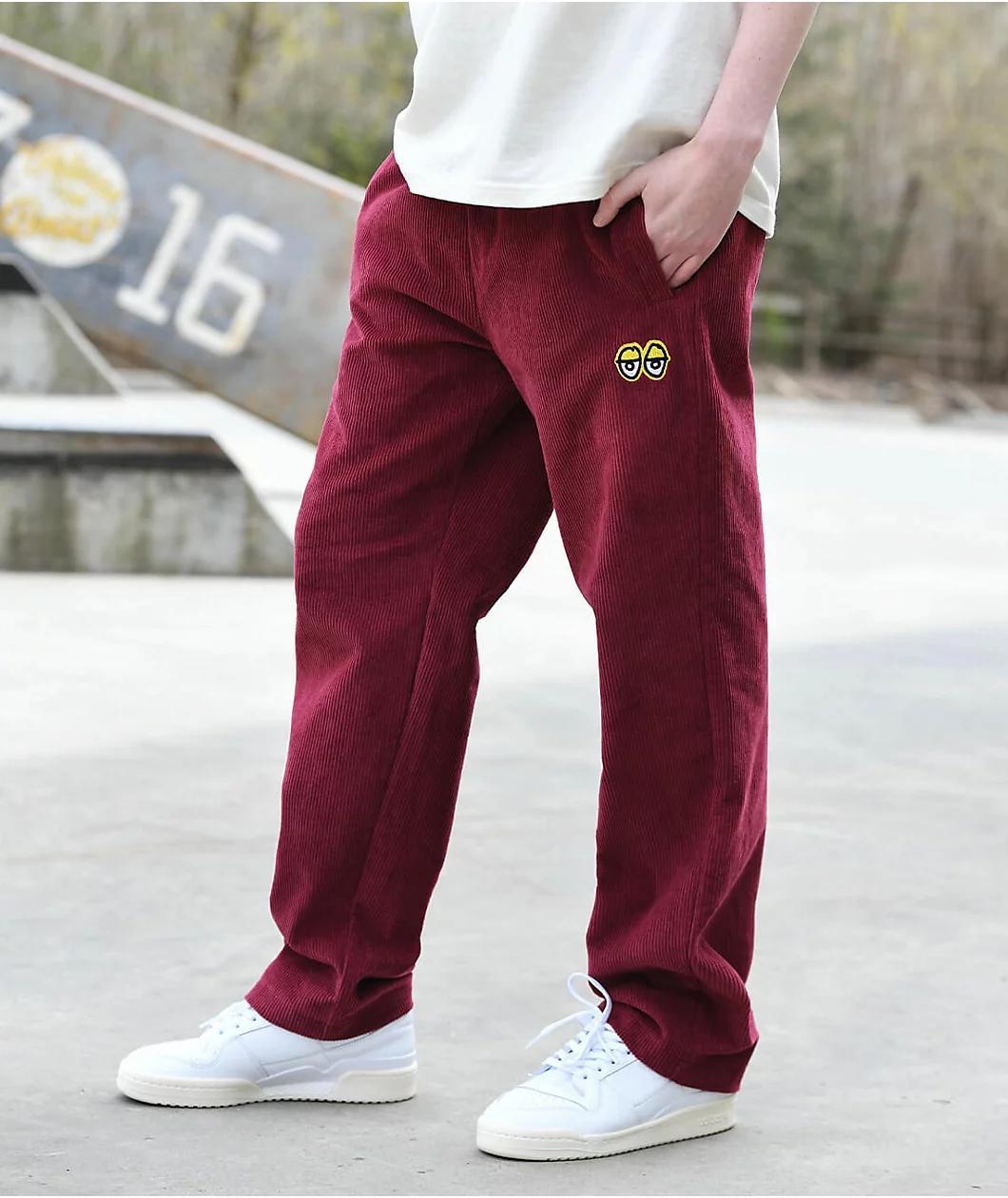 Krooked Kords Burgundy Corduroy Elastic Waist Skate Pants Product Image