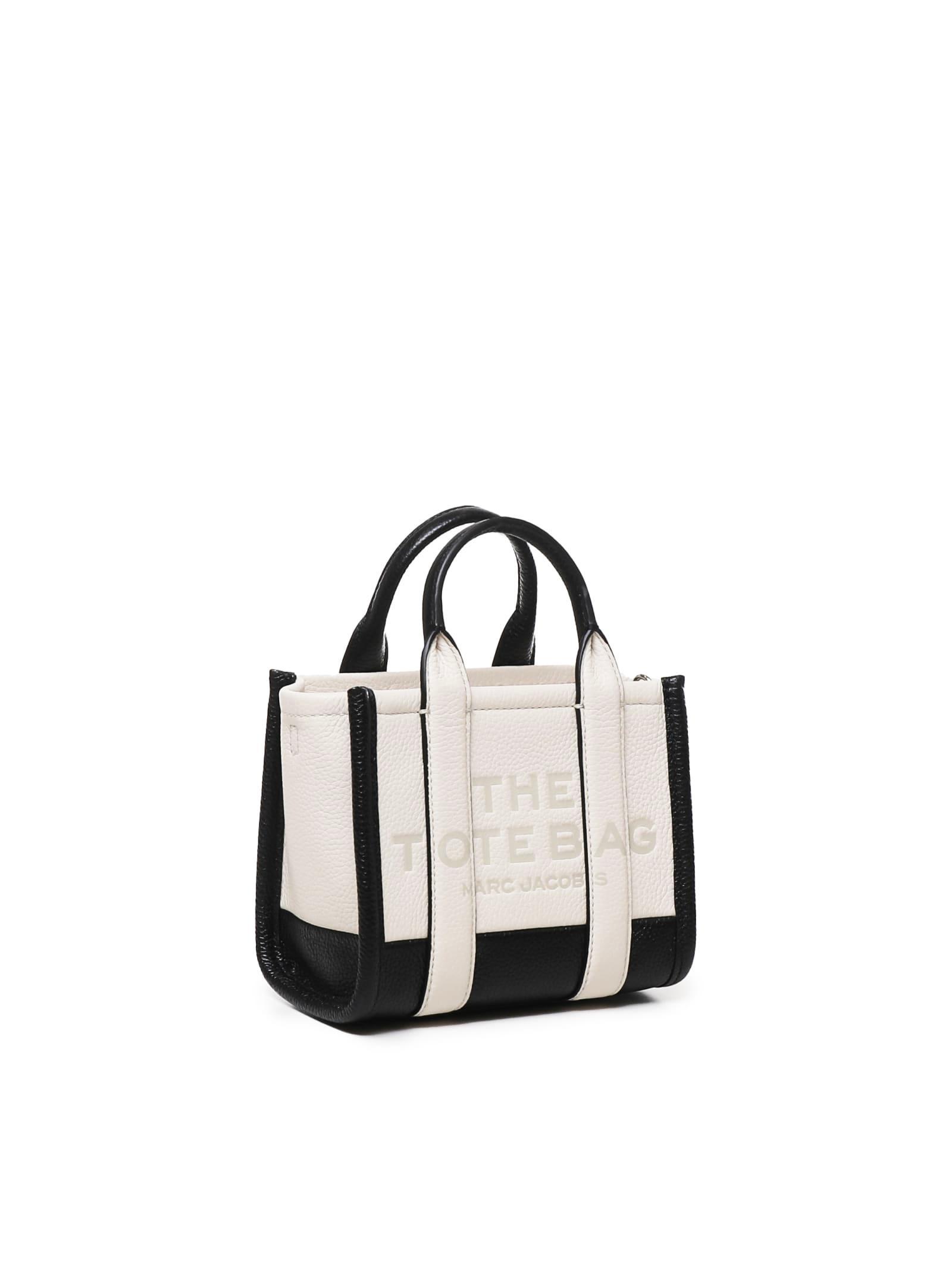 MARC JACOBS The Mini Cb Tote Bag In White, Black Product Image