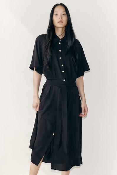 Tie-belt Shirt Dress Product Image