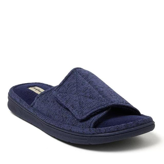 Dearfoams Chase Marled Knit Mens Adjustable Slide Slippers Blue Product Image