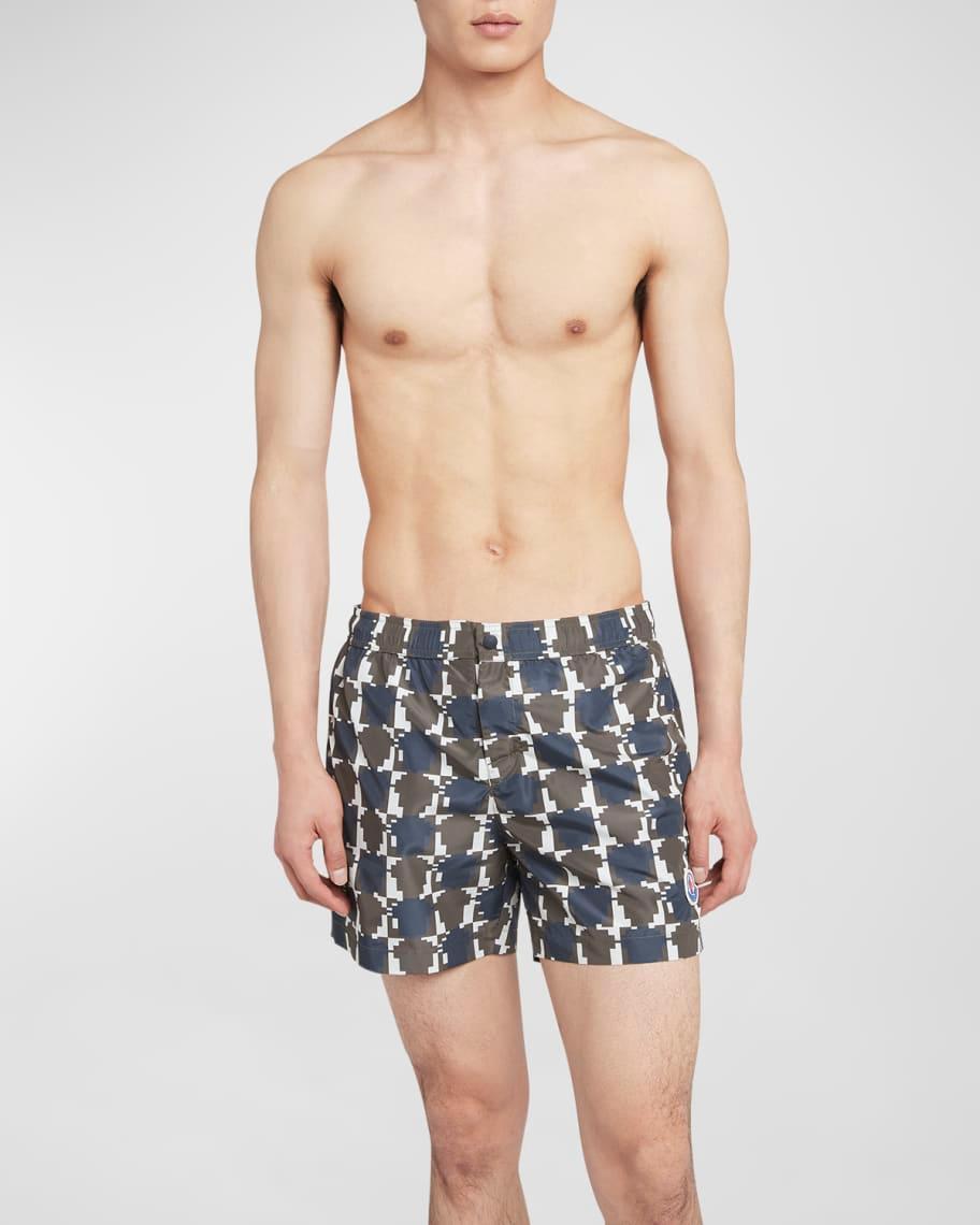 Mens Pixelated Logo-Print Swim Shorts Product Image