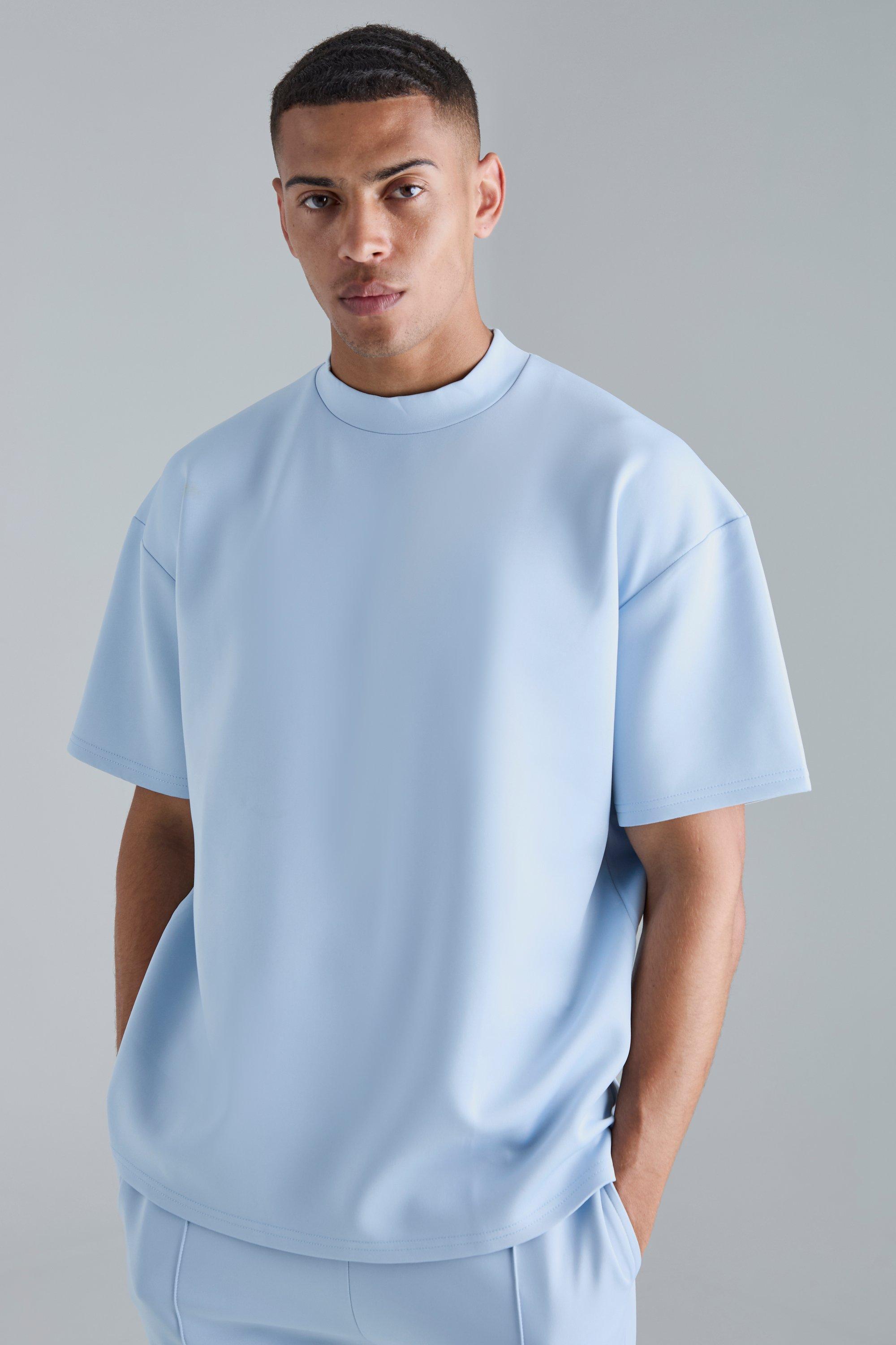 Oversized Extended Neck Scuba T-shirt | boohooMAN USA Product Image