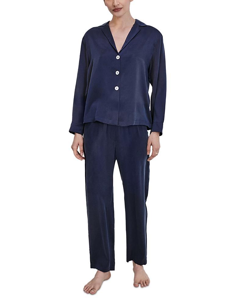 Womens Washable Silk High-Rise Pants 2-Piece Pajama Set Product Image