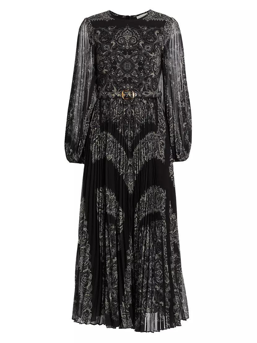 Sunray Paisley Belted Midi-Dress Product Image